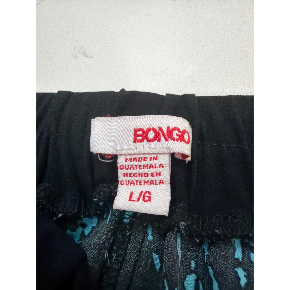 Bongo Womens Jogger Pants Large Black Teal Blue Abstract Print Zippers no pocket - Picture 3 of 8